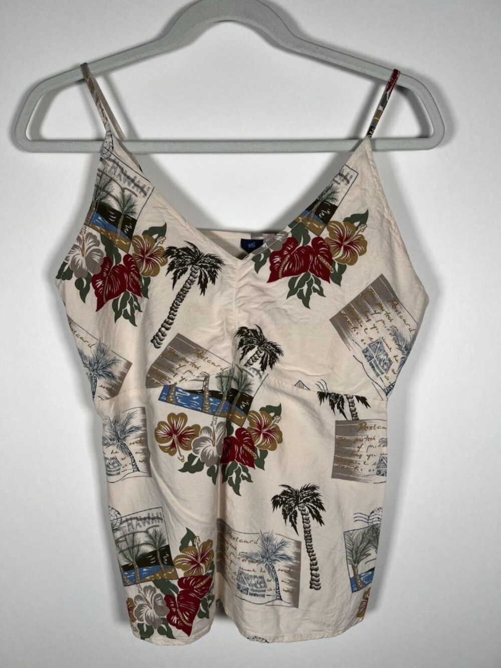 Vintage Y2K Hibiscus Hawaiian rayon babydoll tank tropical floral XL festival